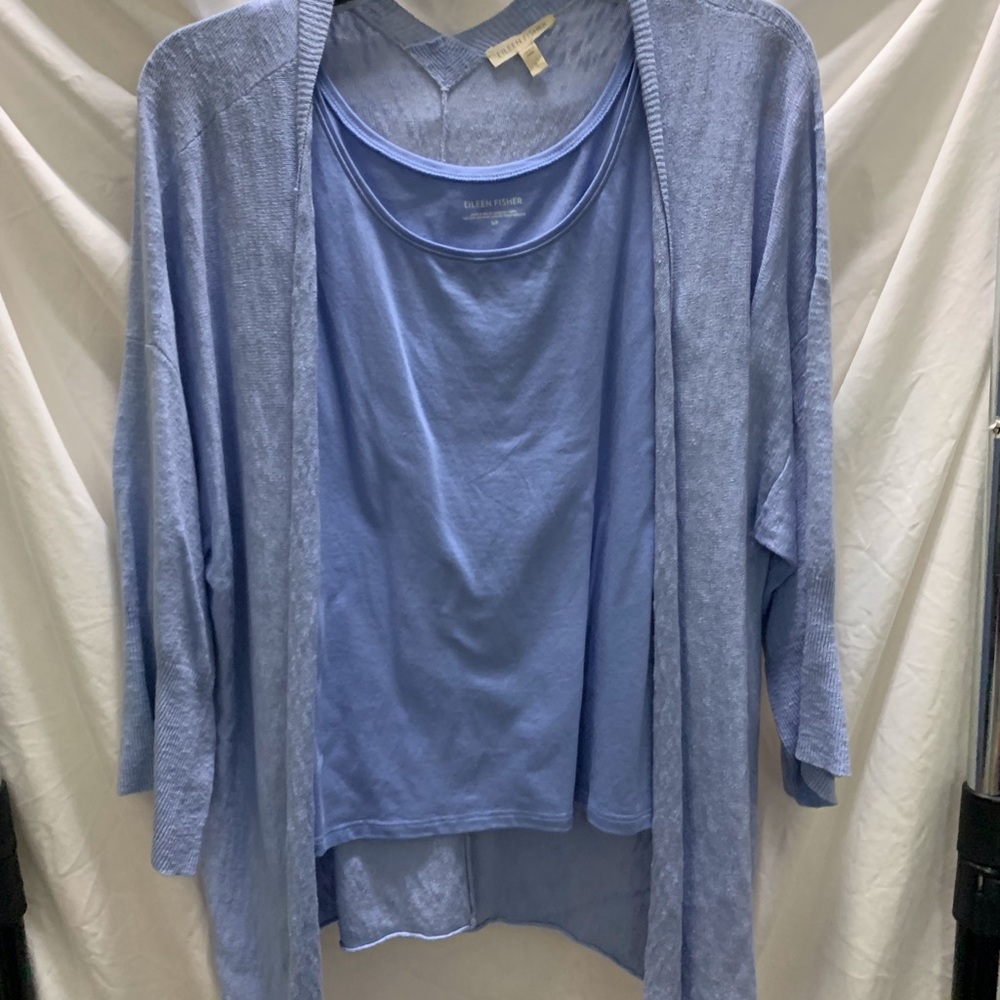 Eileen Fisher Open Cardigan And Tank Set